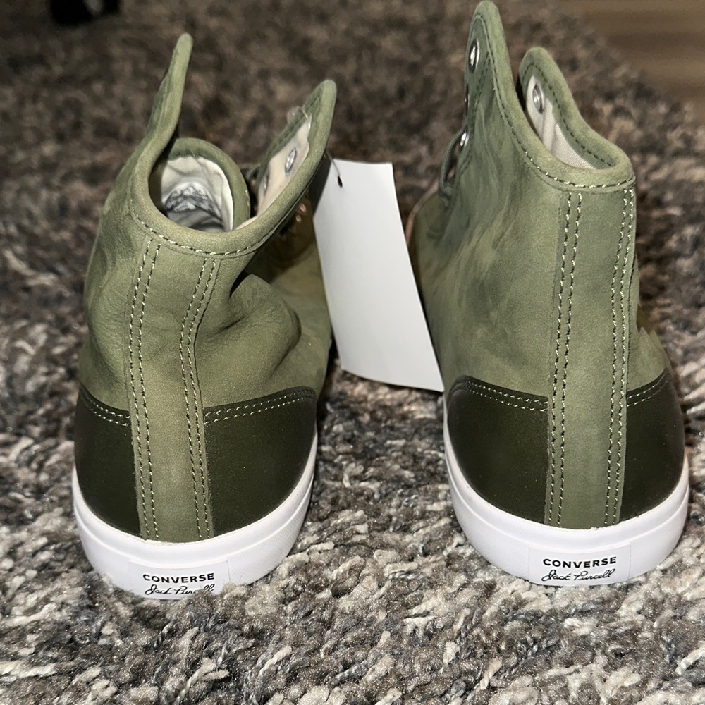 New Converse Jack Purcell Mid in Olive Green / Army Green Gum - Picture 5 of 14